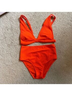 Shein Orange High Waist Swim Bikini Small